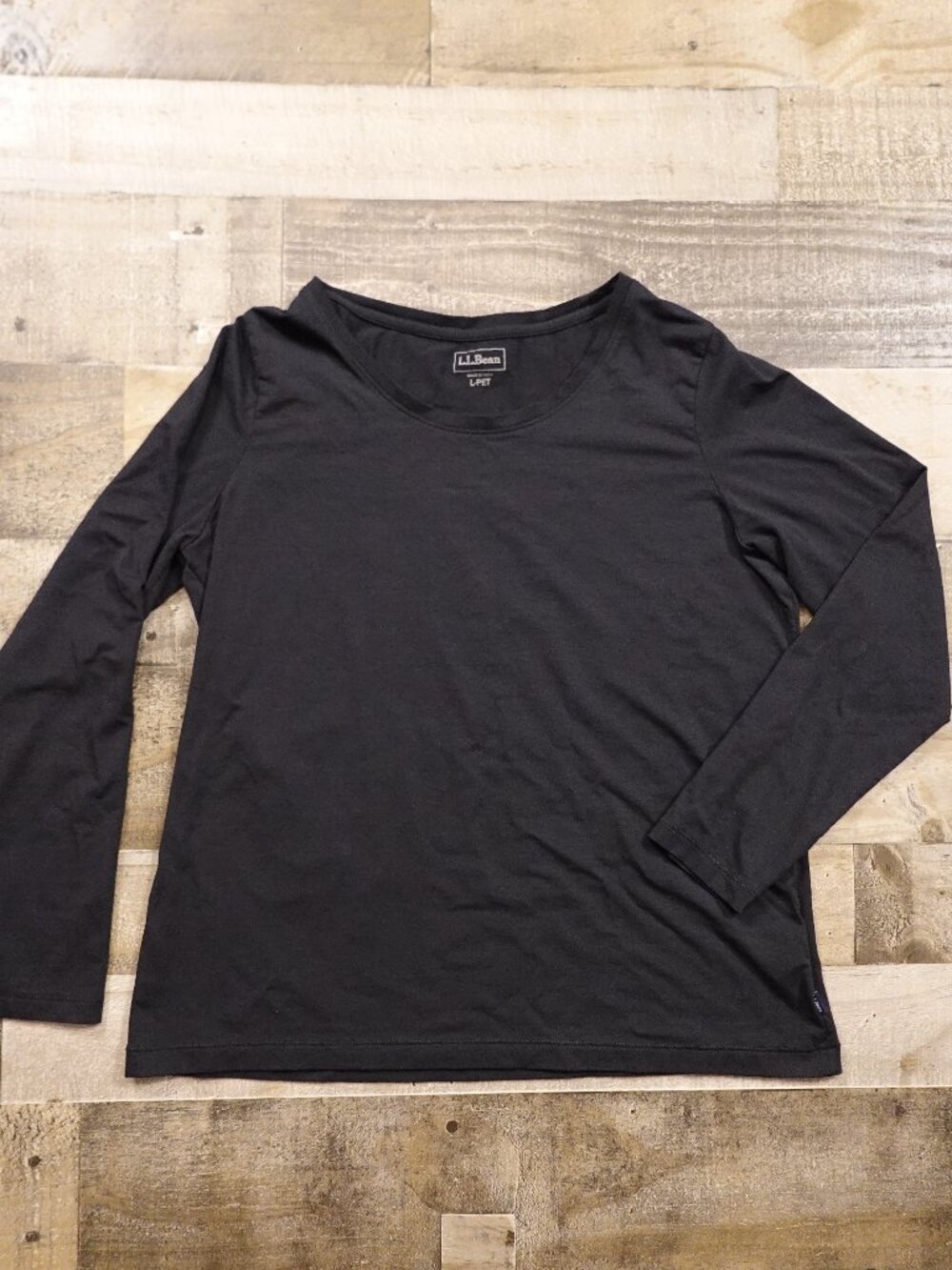 L.L.Bean Supima Blend Scoopneck Long Sleeve Tee Women’s Large Petite Black
